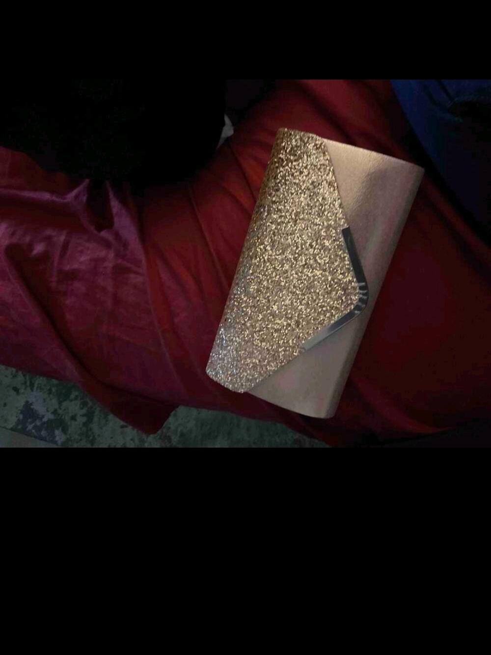 Sparkle Rose Gold Glitter Envelope Clutch with Jewelry Set - Picture 5 of 6
